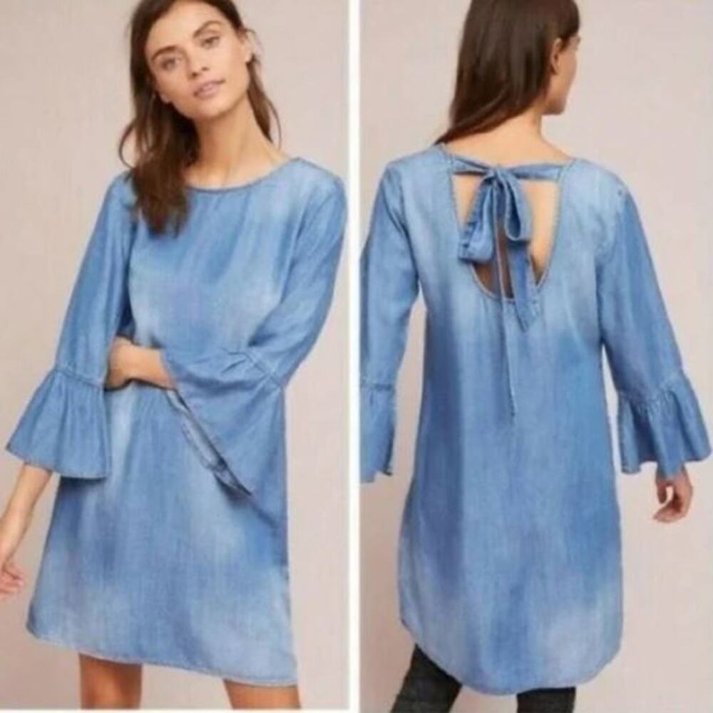 Cloth & Stone Bell Sleeve Chambray Dress